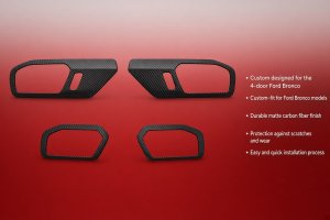 Ford Bronco Interior Door Handle Trim - Matte Carbon Fiber - 4 pcs set - 4 Door Model 