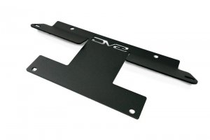 Ford Bronco License Plate Relocation Bracket - Front - DV8 Offroad - Micro-Texture Black Powder Coat - `21-`22