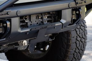 Ford Bronco License Plate Relocation Bracket - Front - DV8 Offroad - Micro-Texture Black Powder Coat - `21-`22