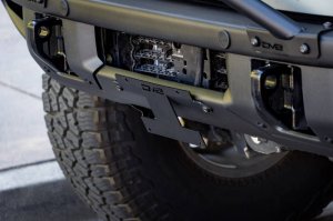 Ford Bronco License Plate Relocation Bracket - Front - DV8 Offroad - Micro-Texture Black Powder Coat - `21-`22