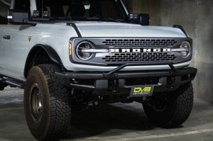 Ford Bronco License Plate Relocation Bracket - Front - DV8 Offroad - Micro-Texture Black Powder Coat - `21-`22