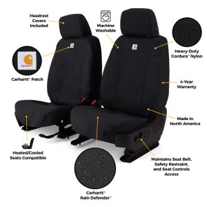 Ford Bronco Raptor Seat Cover - Front - Covercraft - Carhartt Super Dux SeatSaver - Black - `22-`24