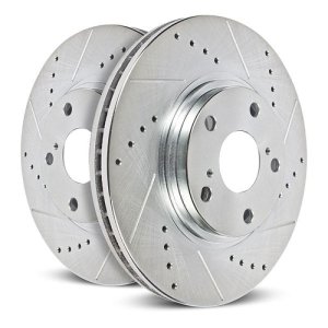 Ford Bronco Sport Brake Rotors (2) - Front - PowerStop - Evolution Drilled & Slotted, Zinc Plated - Silver - 2021