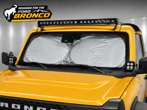 Ford Bronco Windshield Sunshade/ Reflector - BlackOut Sunshades - Foldable Double Circle Design Ford Bronco Windshield Sunshade/ Reflector - BlackOut Sunshades - Foldable Double Circle Design
