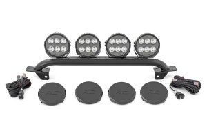 Ford Bronco Front Light Bar Mount - OE Modular Steel Bumper - 6.5 Inch Round LED (Quad) 