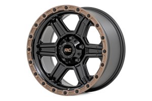 Custom Wheels - 79 Series - One-Piece - Semi Gloss Black w/ Bronze Ring | 17x8.5 | 6x135 | 0mm - Rough Country 