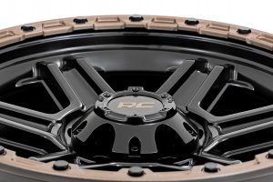 Custom Wheels - 79 Series - One-Piece - Semi Gloss Black w/ Bronze Ring | 17x8.5 | 6x135 | 0mm - Rough Country 