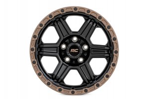 Rough Country 79 Series Wheel | One-Piece | Semi Gloss Black w/ Bronze Ring | 18x9 | 6x135 | 0mm