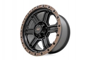 Rough Country 79 Series Wheel | One-Piece | Semi Gloss Black w/ Bronze Ring | 18x9 | 6x135 | 0mm