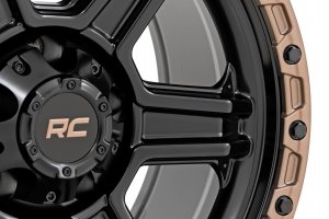 Rough Country 79 Series Wheel | One-Piece | Semi Gloss Black w/ Bronze Ring | 18x9 | 6x135 | 0mm