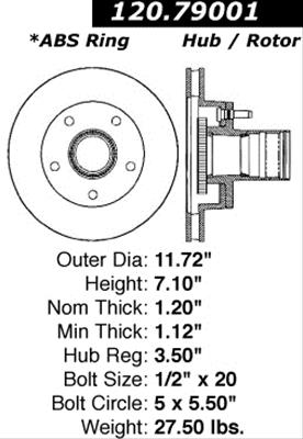 Ford Bronco Classic Brake Rotor (1) - Stoptech - Centric Premium - 1993