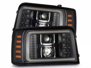 Ford Bronco Classic Headlights - AlphaRex - LUXX-Series - Black - `92-`96