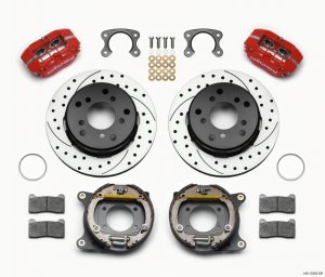 Ford Bronco Classic Brake Kit - Rear - Wilwood - Dynapro Lug Mount P/S P-B Kit Drilled - Red - `65-`75
