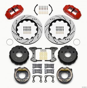 Ford Bronco Classic Brake Kit - Rear - Wilwood - Narrow Superlite 4R Drilled - Red - `65-`77