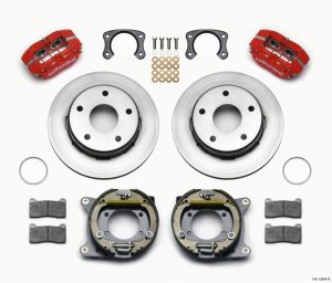 Classic Brake Kit - Rear - Wilwood - Dynapro Lug Mount P/S Park - Red - `76-`77