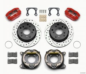 Ford Bronco Classic Brake Kit - Rear - Wilwood - Dynapro, Drilled - Red - `65-`77