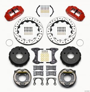 Ford Bronco Classic Brake Kit - Rear - Wilwood - Narrow Superlite 4R P-Brk, Drilled - Red - `65-`77