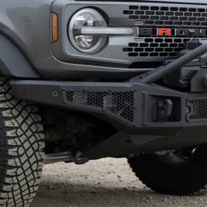 Ford Bronco Rockline Full Width Bumper w/ Overrider Bar - Front - Go Rhino - Winch Ready - Textured Black - `21-`24
