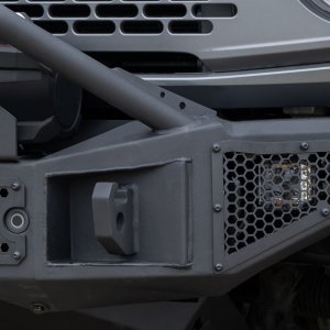 Ford Bronco Rockline Full Width Bumper w/ Overrider Bar - Front - Go Rhino - Winch Ready - Textured Black - `21-`24