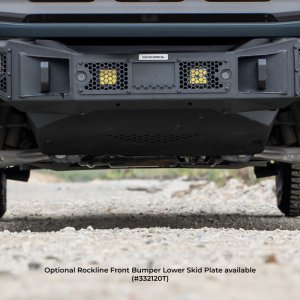 Ford Bronco Rockline Full Width Bumper w/ Overrider Bar - Front - Go Rhino - Winch Ready - Textured Black - `21-`24