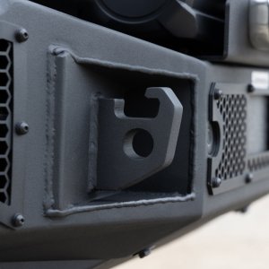 Ford Bronco Rockline Full Width Bumper w/ Overrider Bar - Front - Go Rhino - Winch Ready - Textured Black - `21-`24