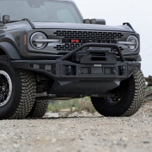 Ford Bronco Rockline Front Bumper Lower Skid Plate - Front - Go Rhino - Black Textured - `21-`24