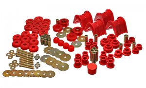 Ford Bronco Classic Hyper-Flex Master Bushing Set - Energy Suspension - w/ 2 Deg C-Bushings - Red - `66-`77