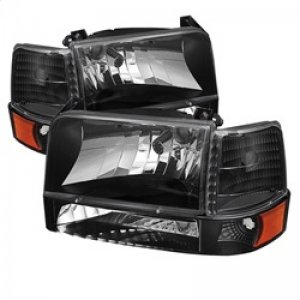 Ford Bronco Classic Headlights - SPYDER - Amber- Black - `92-`96
