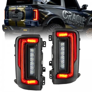 Ford Bronco LED Tail Lights - Rear - ORACLE Lighting - Flush Style, Tinted Lens, Black Series - Black - `21-`23