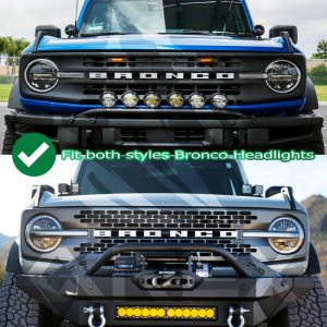Ford Bronco Headlights - AlphaRex - NOVA LED Projector - Black - `21-`23