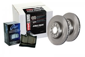Ford Bronco Classic Brake Pads + Rotors - Front - Stoptech - Drilled/Slotted Rotors + Centric Premium Pads - Silver - `94-`96
