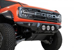 Ford Bronco Bomber Front Bumper - Front - Addictive Desert Designs - Raptor - Hammer Black with Satin Black panels - `22-`23