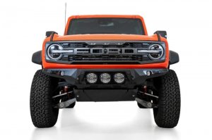 Ford Bronco Bomber Front Bumper - Front - Addictive Desert Designs - Raptor - Hammer Black with Satin Black panels - `22-`23