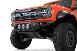 Ford Bronco Bomber Front Bumper - Front - Addictive Desert Designs - Raptor - Hammer Black with Satin Black panels - `22-`23