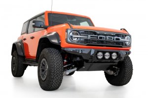 Ford Bronco Bomber Front Bumper - Front - Addictive Desert Designs - Raptor - Hammer Black with Satin Black panels - `22-`23