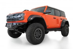 Ford Bronco Bomber Front Bumper - Front - Addictive Desert Designs - Raptor - Hammer Black with Satin Black panels - `22-`23