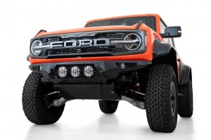 Ford Bronco Bomber Front Bumper - Front - Addictive Desert Designs - Raptor - Hammer Black with Satin Black panels - `22-`23