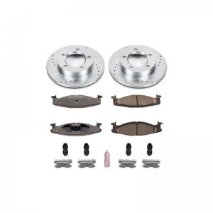 Ford Bronco Classic Brake Upgrade Kit - Front - PowerStop - Z36 Truck & Tow, Drilled, Slotted, Carbon-Fiber - `94-`96