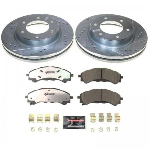 Ford Bronco Brake Kit - Front - PowerStop - Drilled & Slotted Rotors + Carbon-Fiber Ceramic Pads - 2021