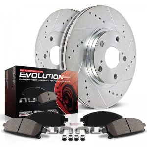 Ford Bronco Brake Kit - Front - PowerStop - Drilled & Slotted Rotors + Carbon-Fiber Ceramic Pads - `21-`22