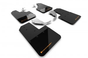 Ford Bronco Mud Flap Kit - Rally Armor - Orange Logo - Black - `21-`25