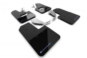 Ford Bronco Mud Flap Kit - Rally Armor - Hybrid Blk Flap/Blue - Black - `21-`25