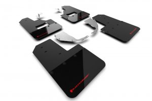 Ford Bronco Mud Flap Kit - Rally Armor - Hybrid - Black with Red Logo - `21-`25