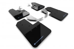 Ford Bronco Mud Flap - Rally Armor - Hybrid Blk Flap/Blue - Black - `21-`25