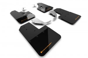 Ford Bronco Mud Flap Kit - Rally Armor - Hybrid Blk w/Cy Orange Logo - Black - `21-`22