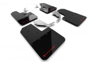 Ford Bronco Mud Flap Kit - Rally Armor - Hybrid Blk Flap/Red - Black - `21-`25