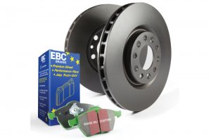 Ford Bronco Classic Brake Pads + Rotors - Front - EBC - Greenstuff Pads + RK Rotors - `86-`90