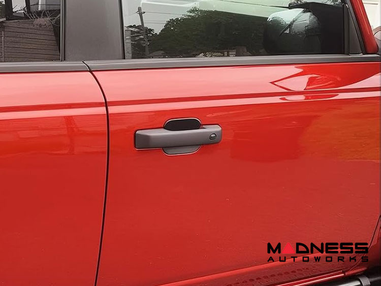 Ford Bronco Door Handle Cover Kit - 4 Door Handle Covers + Door Bowl Inserts - Gloss Black - Keyless Entry Version