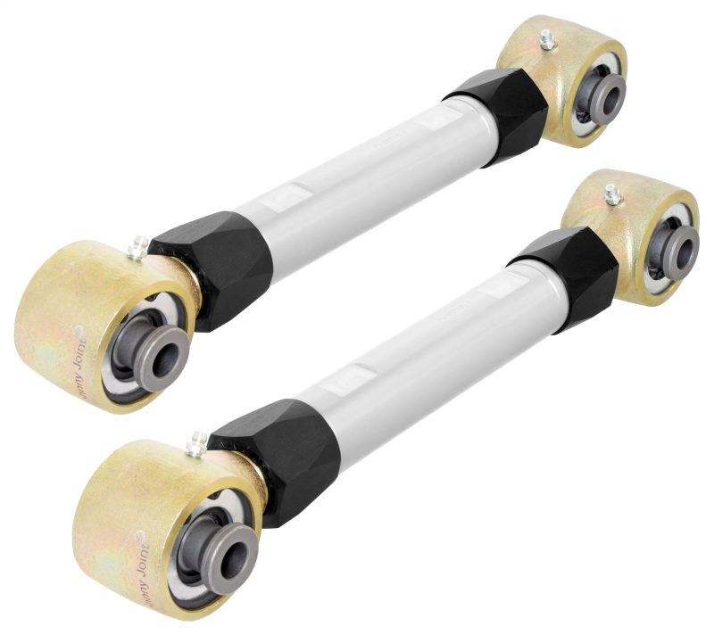 Ford Bronco Control Arm Set - Rear Upper - RockJock - RockNut Billet Aluminum Johnny Joint, Double Adjustable - Clear Anodized / Gold Zinc - `21-`27