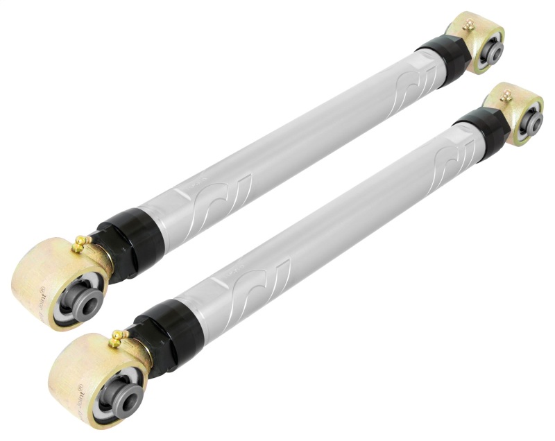 Ford Bronco Control Arm Set - Rear Lower - RockJock - RockNut Billet Aluminum Johnny Joint, Double Adjustable - Clear Anodized + Gold Zinc - `21-`27